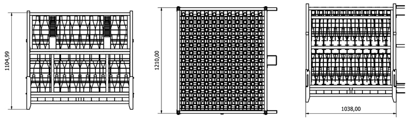 Layout de uno de nuestros jaulones para botellas de vino para cuatro pisos